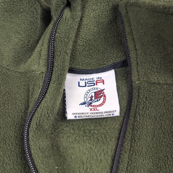 Vintage US Marines Sweater Men 2XL XXL Green Made in USA Quarter Zip Fleece - Picture 2 of 6